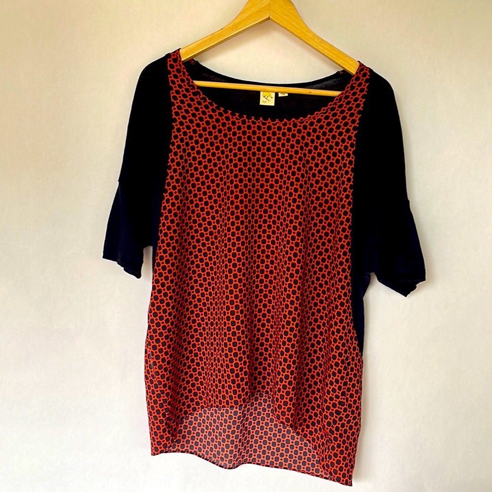 Orange & Blue Patterned Blouse